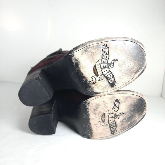 Freebird by Steven Women's Blaze US 10 Burgundy Leather Zip Heeled Ankle Boots - Picture 10 of 12